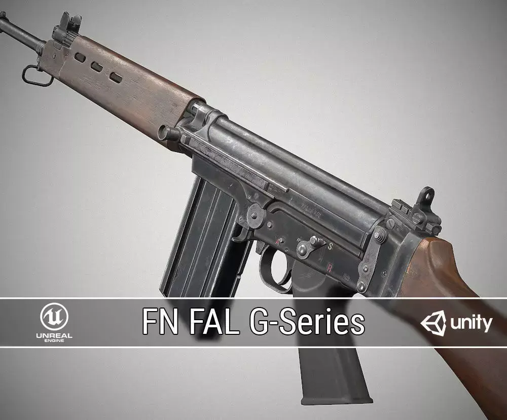 PBR FN FAL G-Series Low-poly 3D model