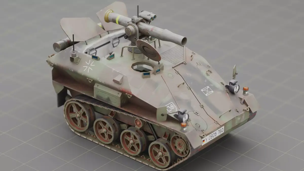German Wiesel Tank with Tow Missile System and interiors Low-poly 3D model