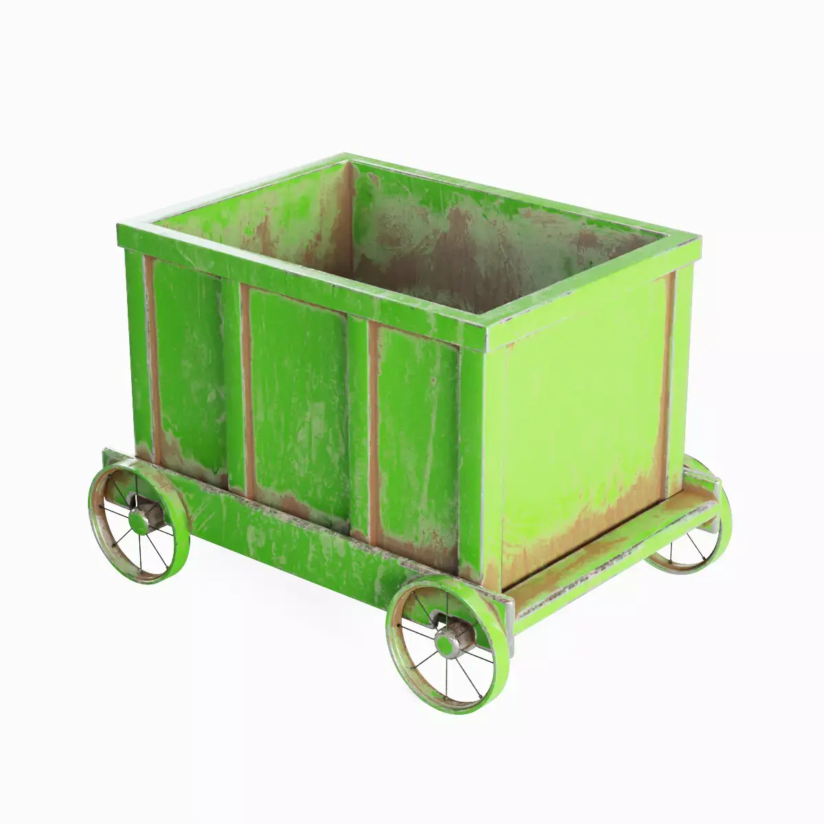 Old Mining Trolley 03 Low-poly 3D model