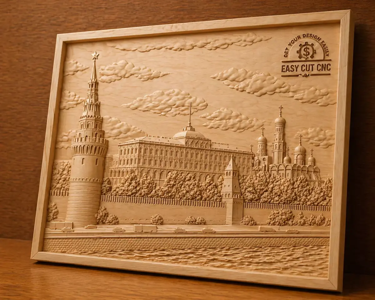 Russian Architecture CNC Wood Carving Panel 3D model