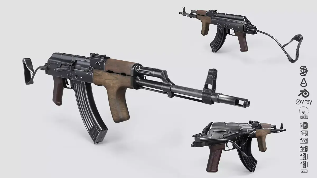 PA md 86 Rifle with Folding Stock Low-poly 3D model