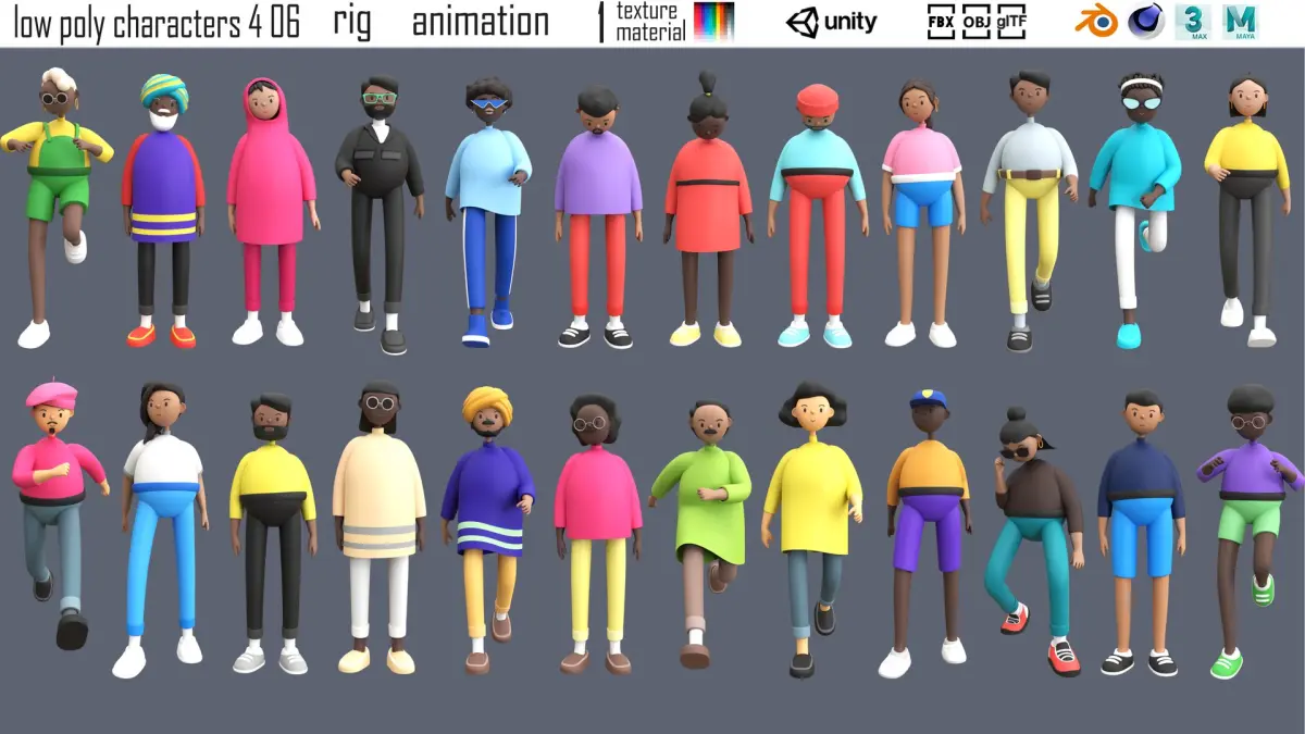 Characters 4 06 nationalities 3D model