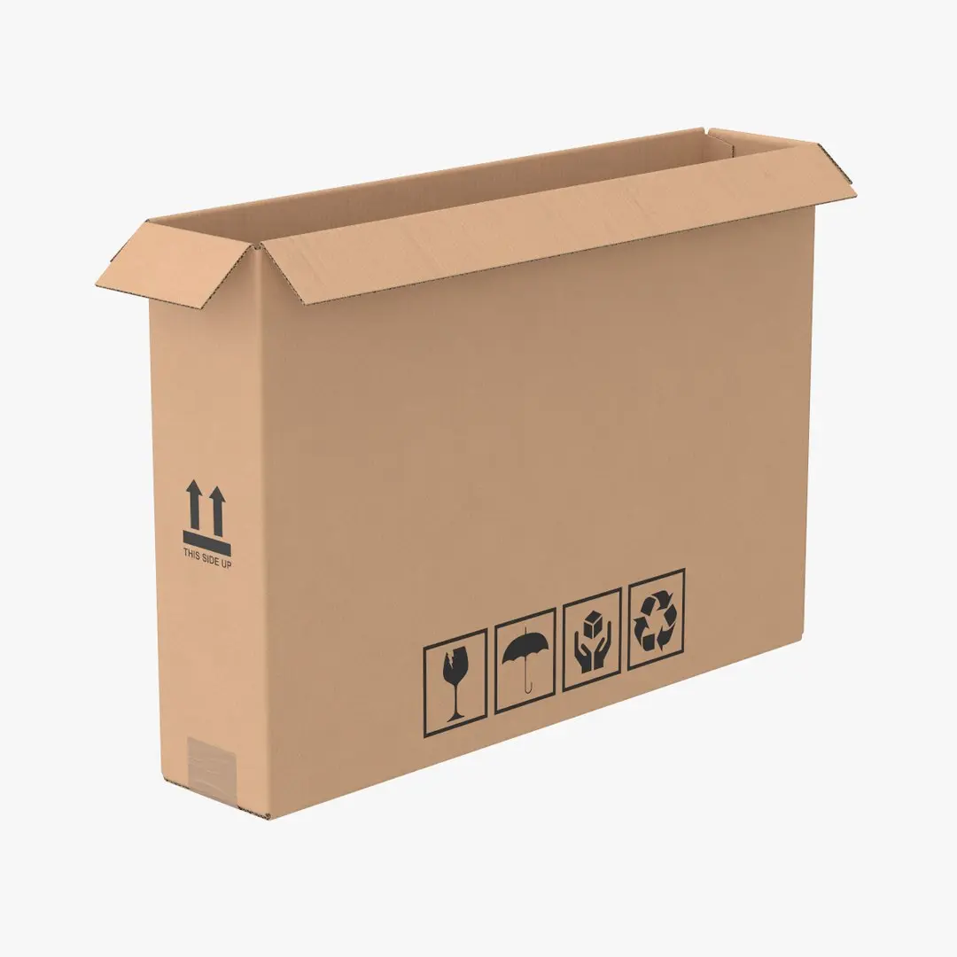 Cardboard Box 50x10x35 Open 3D model