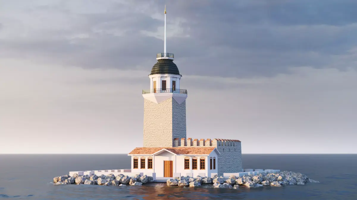 Maiden Tower - Restorated - Yeni Kiz Kulesi 3D Low Poly Model Low-poly 3D model