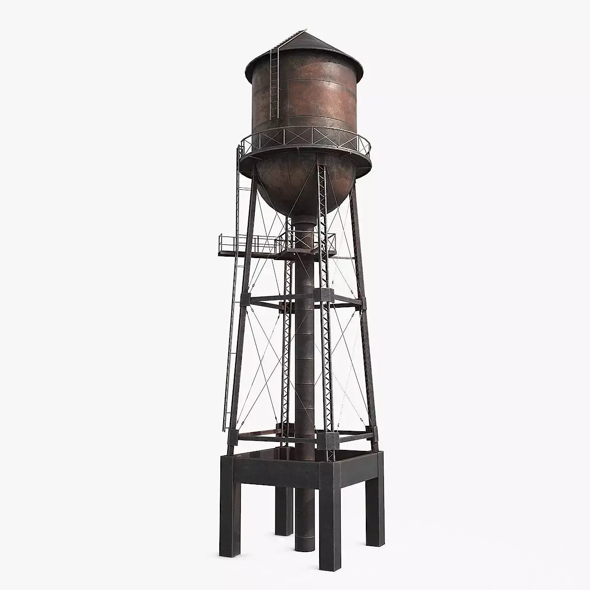 Vintage Water Tower v3 Low-poly 3D model