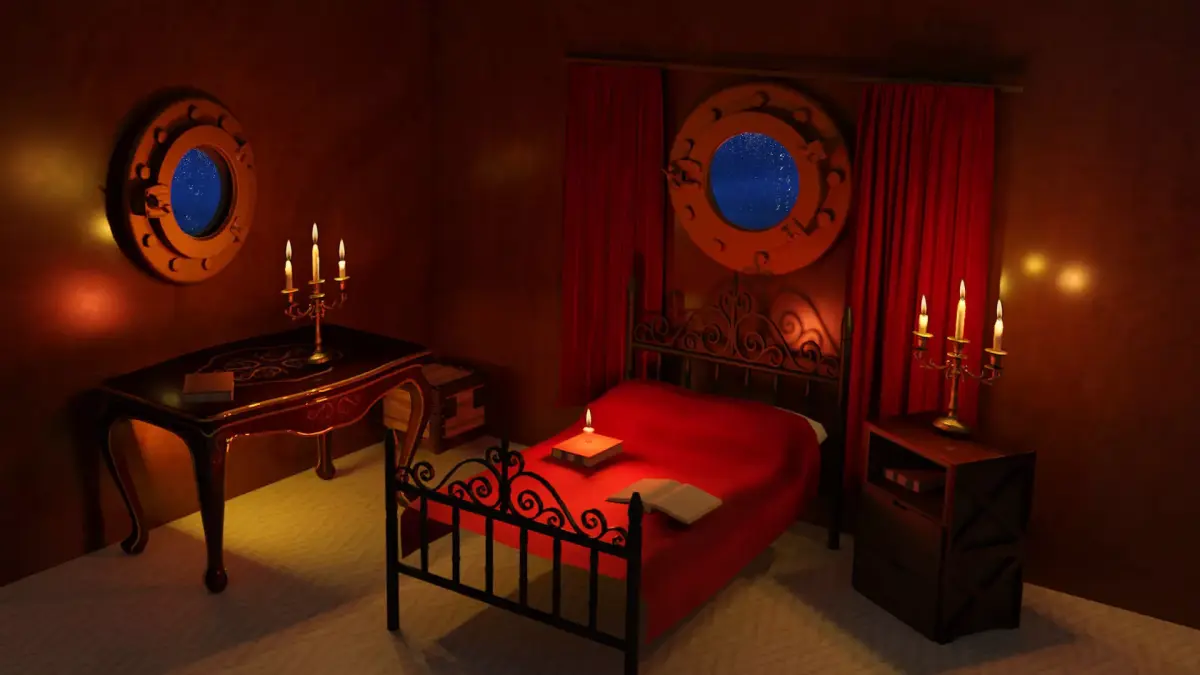 Ship interior with portholes 3D model