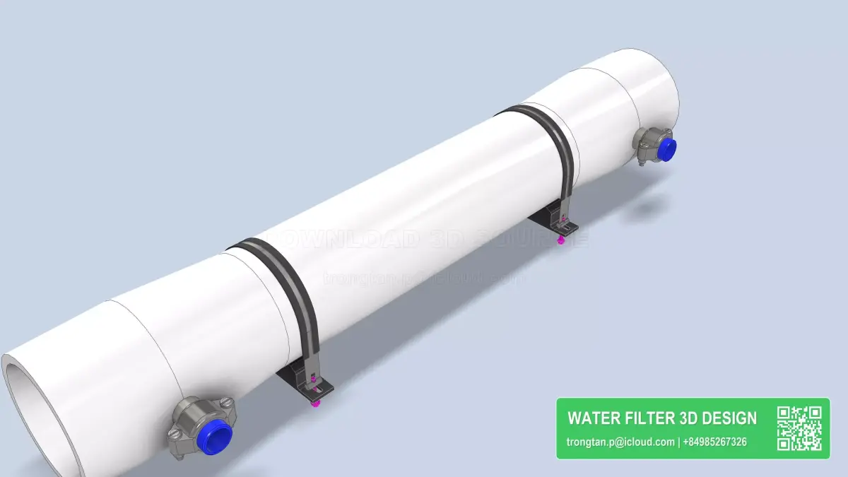 Frp Ro Membrane Housing 4040 Single Pressure Vessel  RO System 3D model