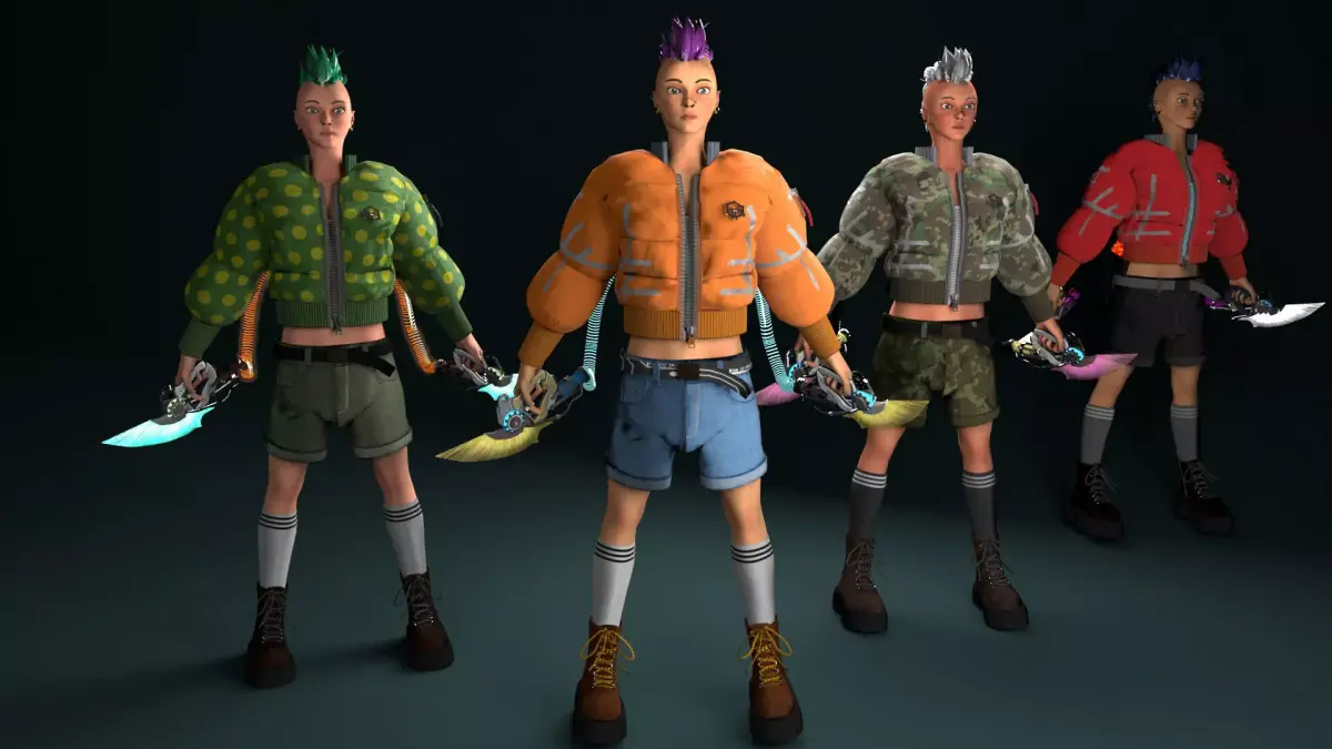 Cyber woman mercenary Low-poly 3D model