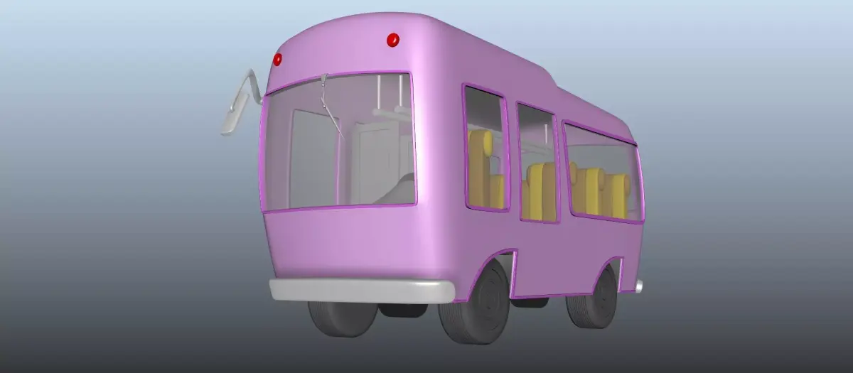 Cartoony Bus Model Low-poly 3D model