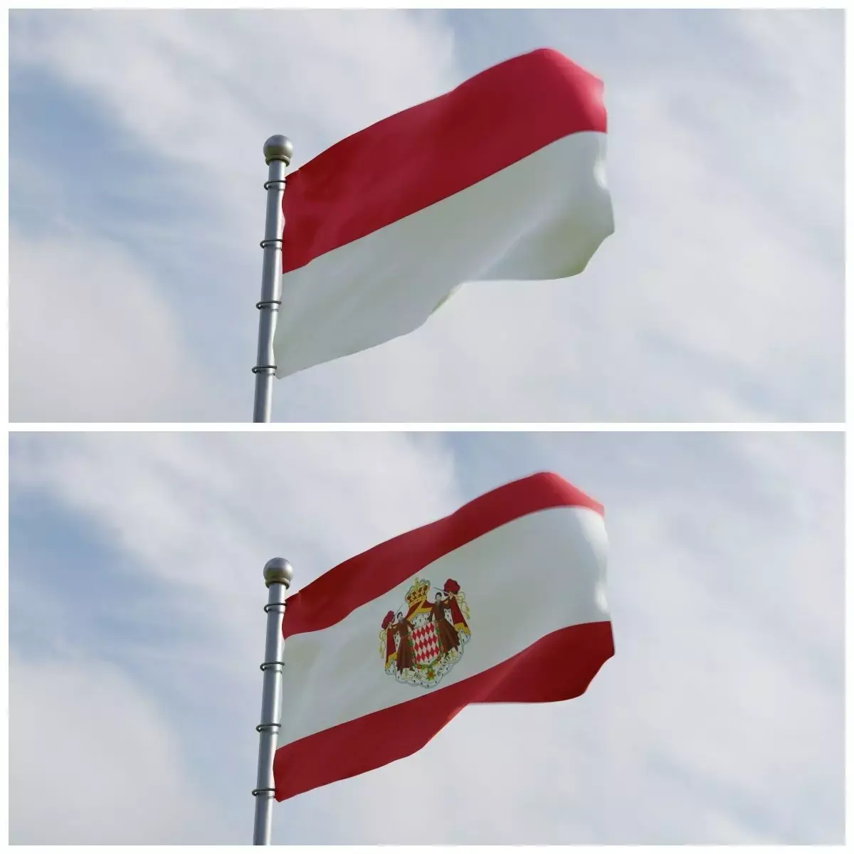 Animated Monaco Flags 3D model
