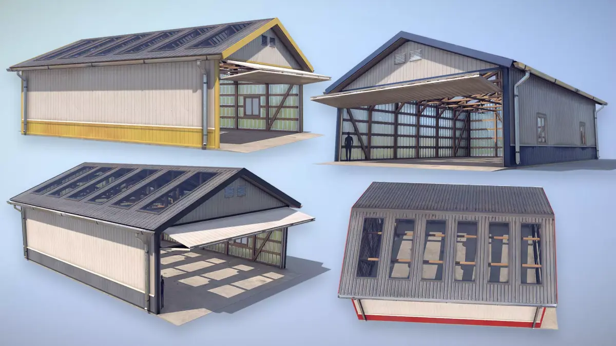 Airfield Hangar 12m Vr2 Low-poly 3D model
