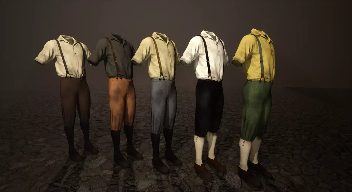 Five Farmer Man Clothes Low-poly 3D model