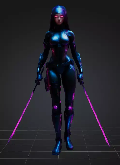 Cyberpunk Ninja 3D Model Low-poly 3D model