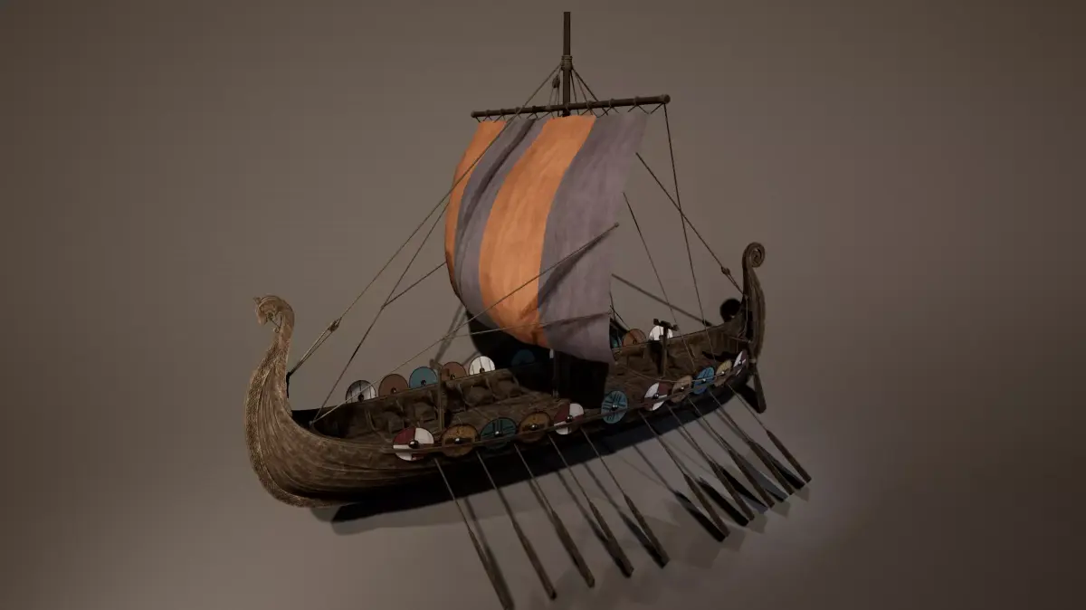 Viking Big Ship Game-Ready Low-poly 3D model