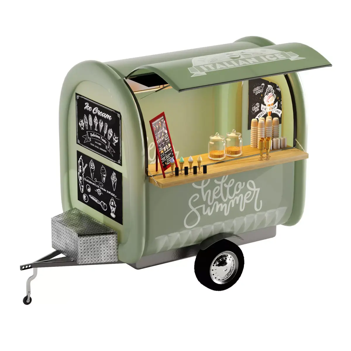 Foodtruck iceCream green 3D model