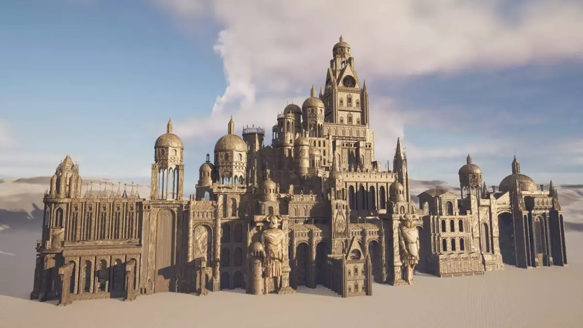 Ancient Ruins and Statues Low-poly 3D model