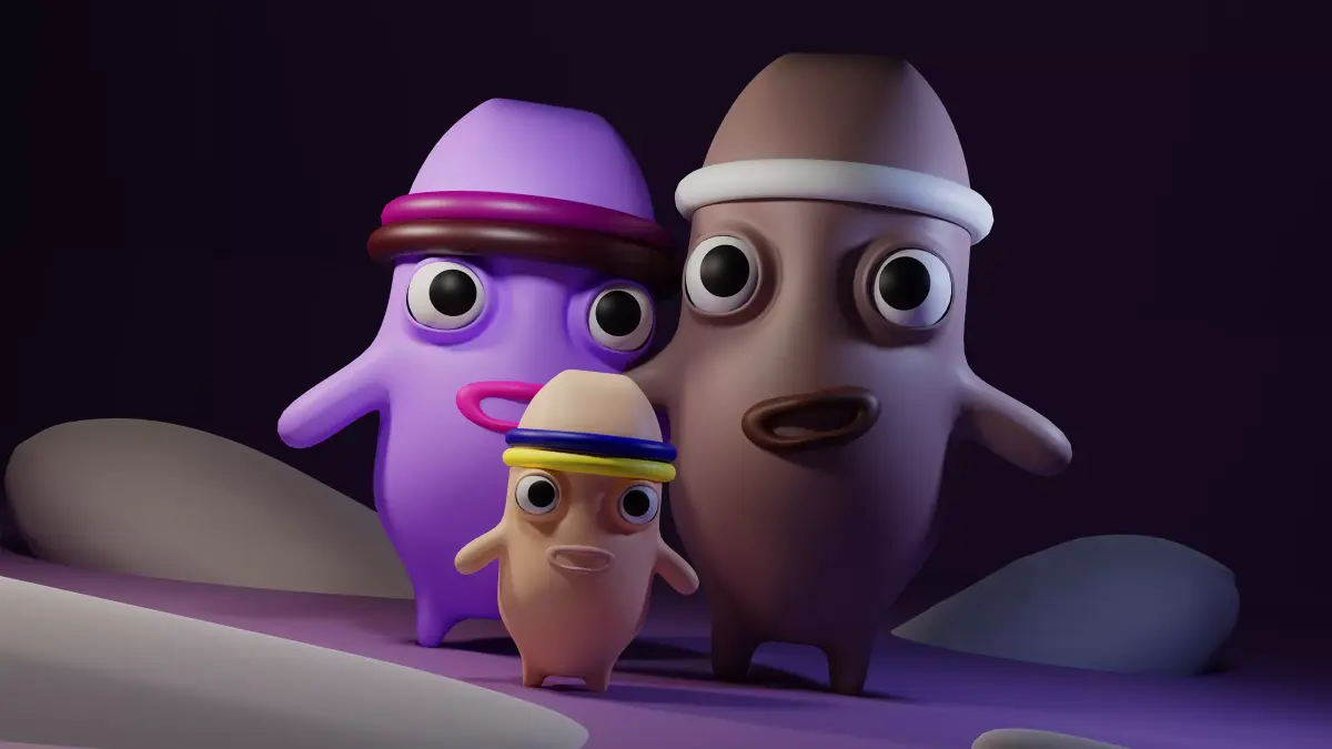 little fish  family Low-poly 3D model