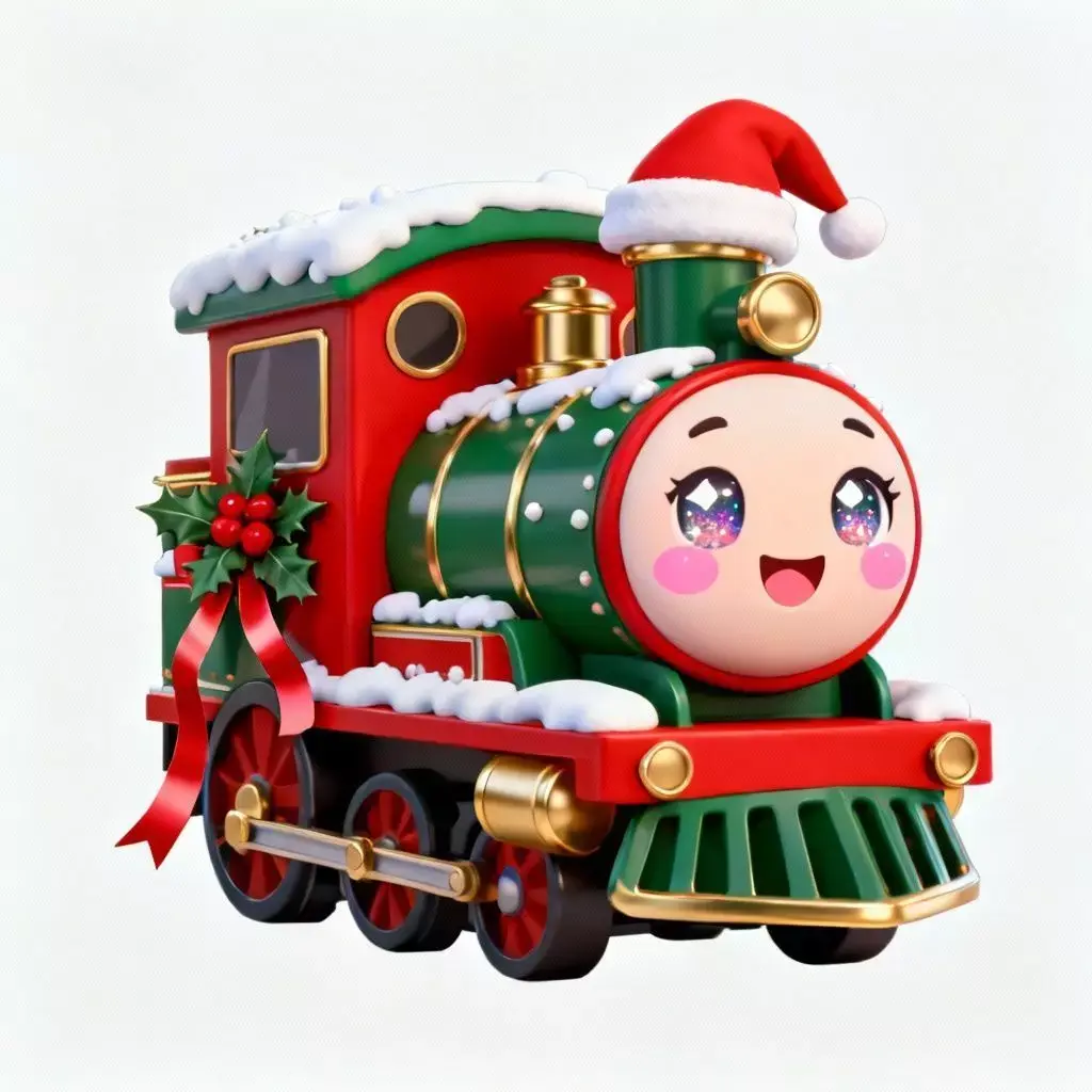 Chibi Christmas Train Engine 3D Model  Low-poly 3D model