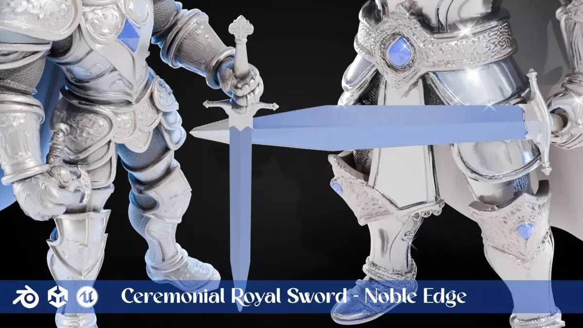 Stylized Sword - Ceremonial Royal Noble Edge - Game Ready Free 3D model