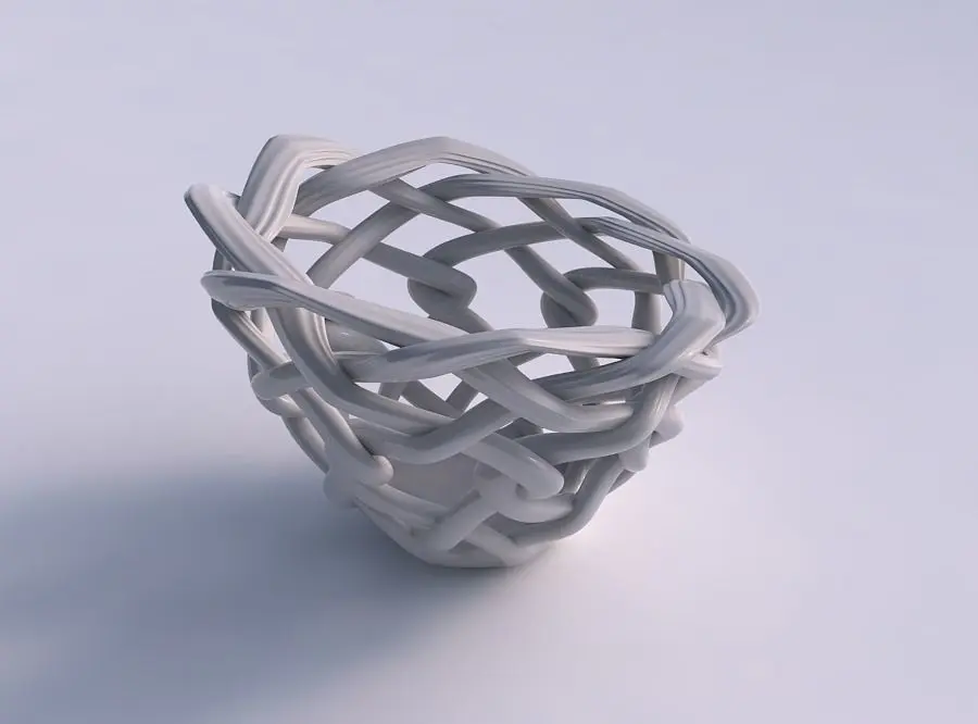 Vase wide on top part with interlacing lattice and extruded l... 3D print model 9