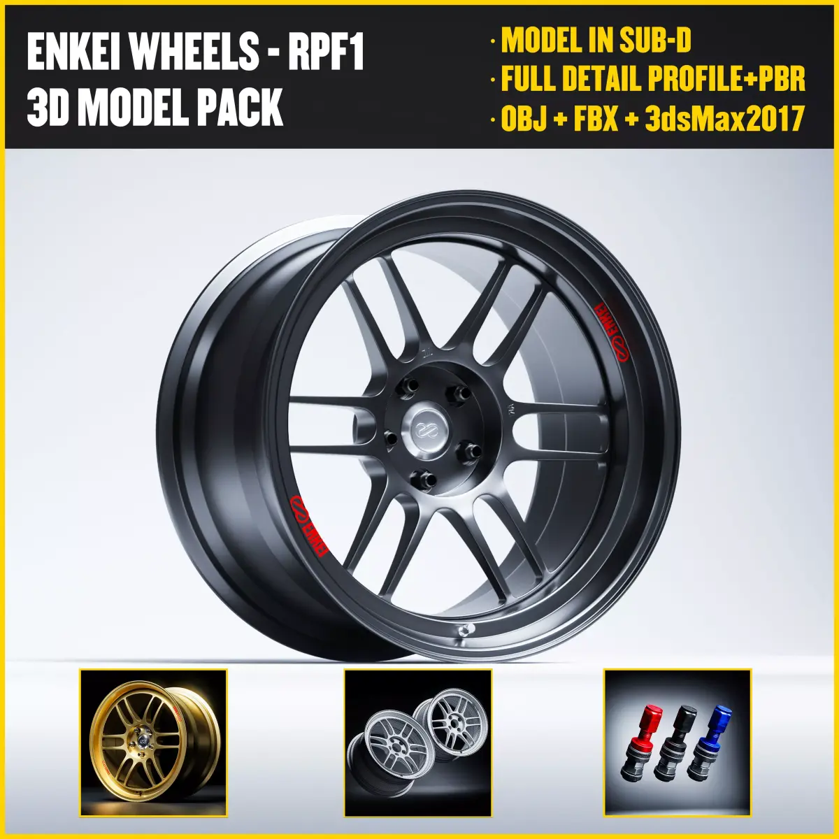 Enkei Wheels - RPF1 Low-poly 3D model