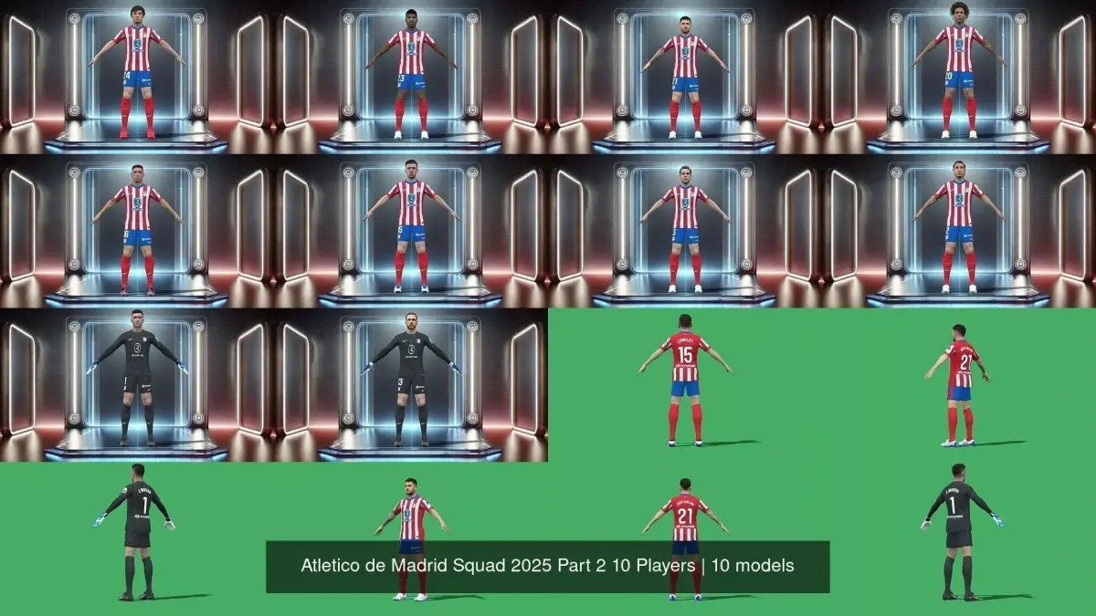 Atletico de Madrid Squad 2025 Part 2 10 Players 3D Model Pack