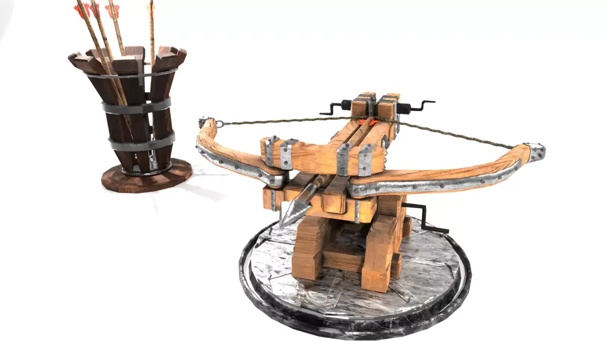 Low Poly Balista with Arrow Holder - 2K Textured 3D Model Low-poly 3D model