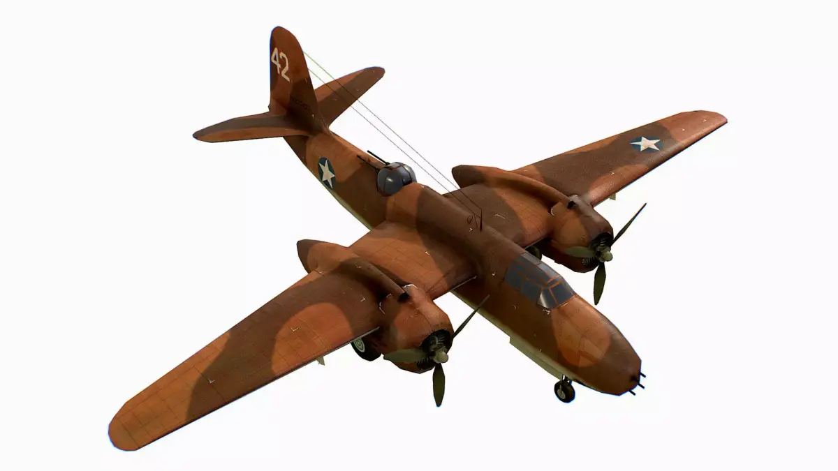 United States light bomber Douglas A-20 Havoc Low-poly 3D model