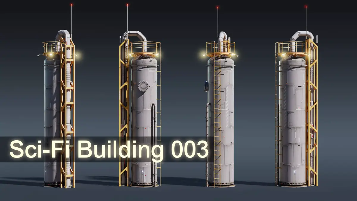 Sci-Fi Building 003 Industry-PBR Low-poly 3D model