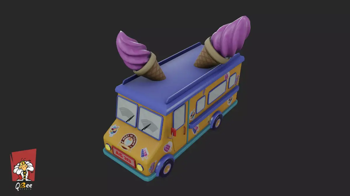 Ice Cream Truck Low-poly 3D model by Qbee-Studio from CGTrader (Low-poly)