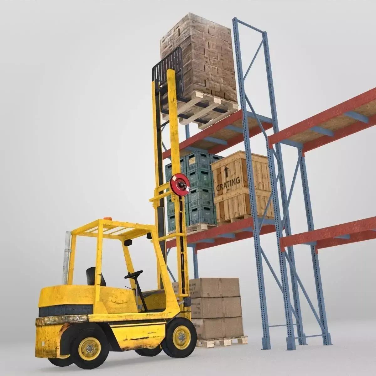 Forklift And Cargo Low-poly 3D model