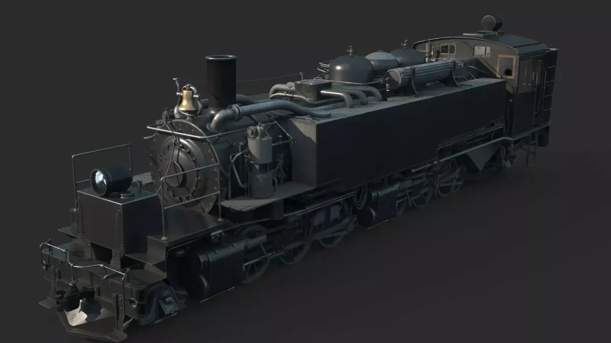 Old-fashioned coal-burning steam-powered locomotives 3D model