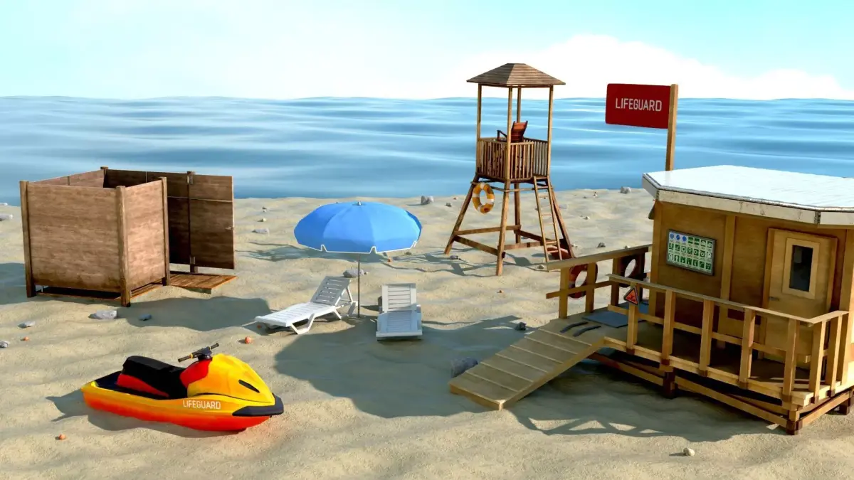Safety beach Lifeguard Rescue team  3D Model Pack