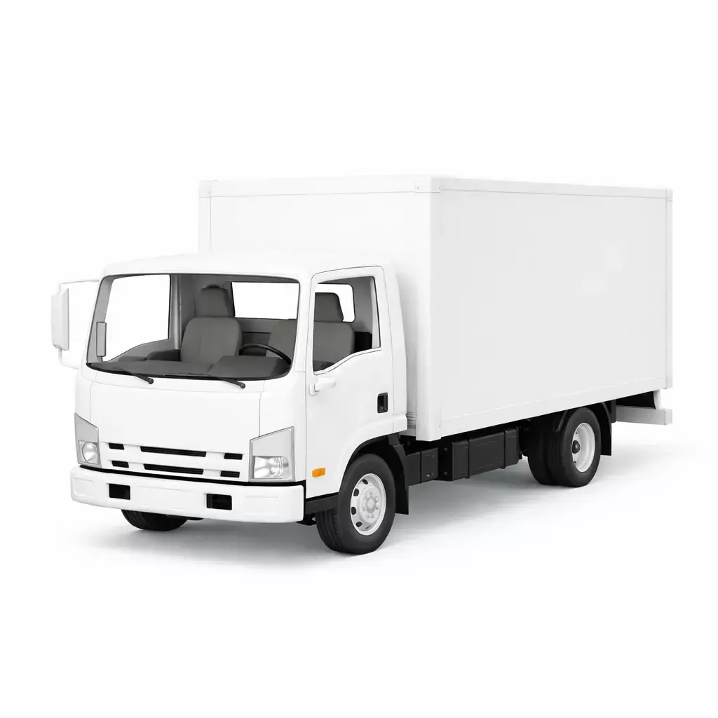 Low Poly Medium Box Truck Cargo Delivery Vehicle Model Low-poly 3D model