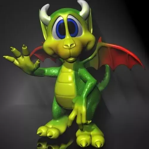 Cute Cartoon Dragon RIGGED Low-poly 3D model