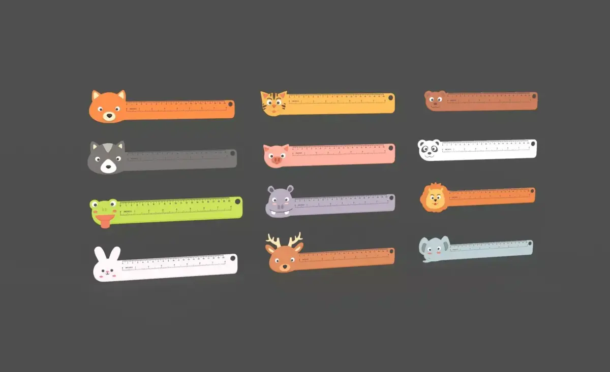Ruler With Animal Adorable Pack 01 Low-poly 3D model