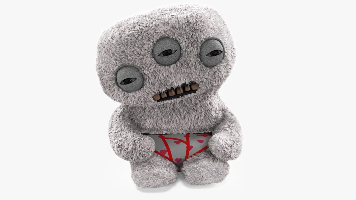 Fuggler Annoyed Plush Alien Toy White Fur Rigged 3D model