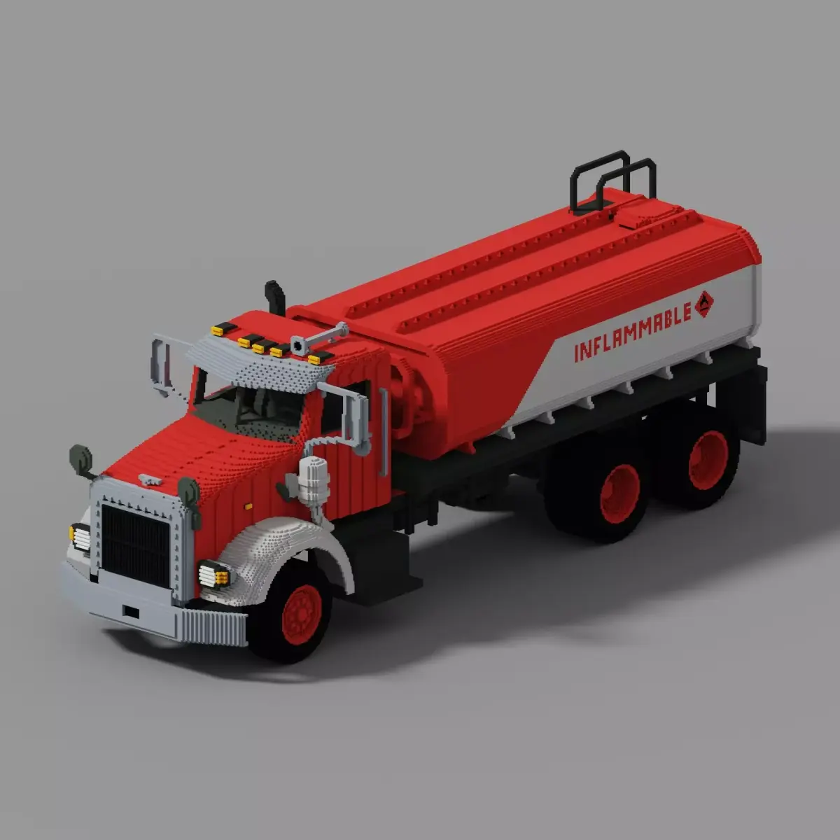 Voxel Fuel Truck Low-poly 3D model
