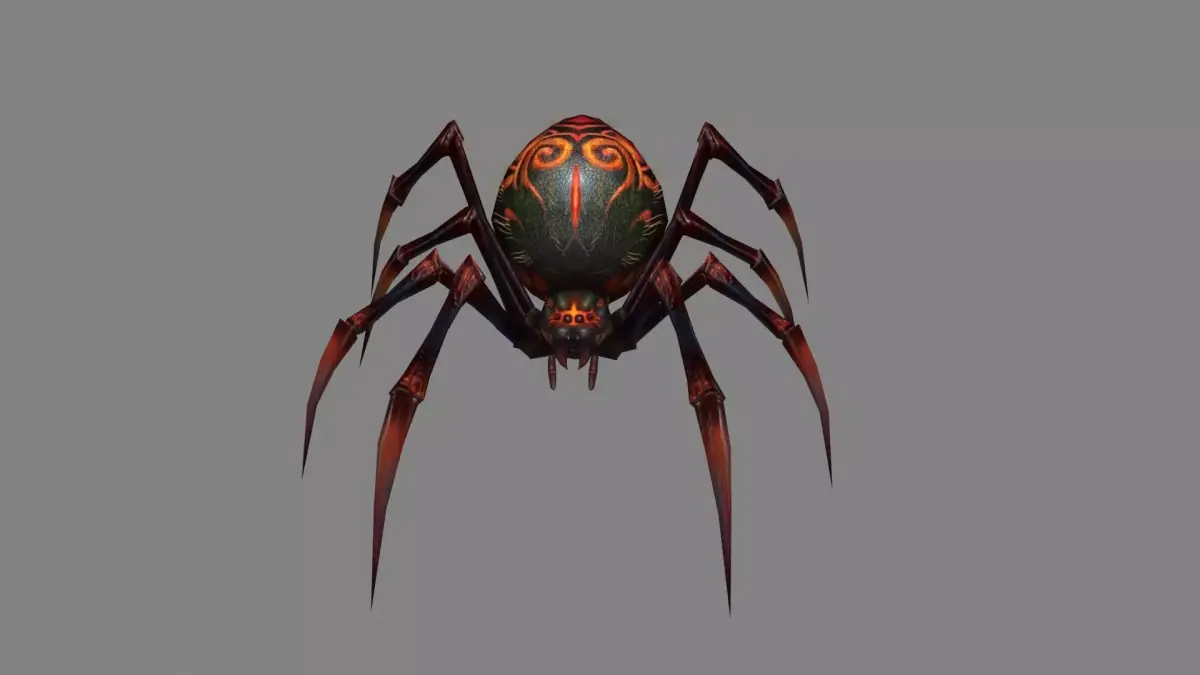 Cartoon giant black spider Low-poly 3D model