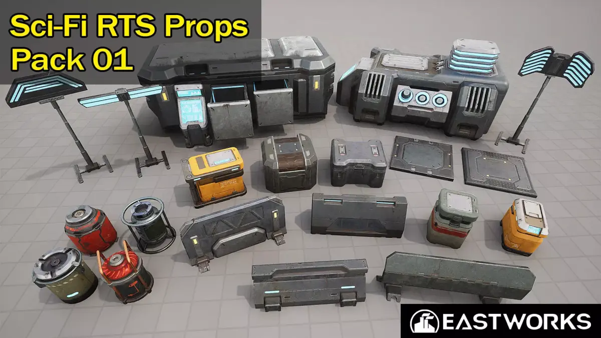 Sci-Fi RTS Props Pack 01 Low-poly 3D model