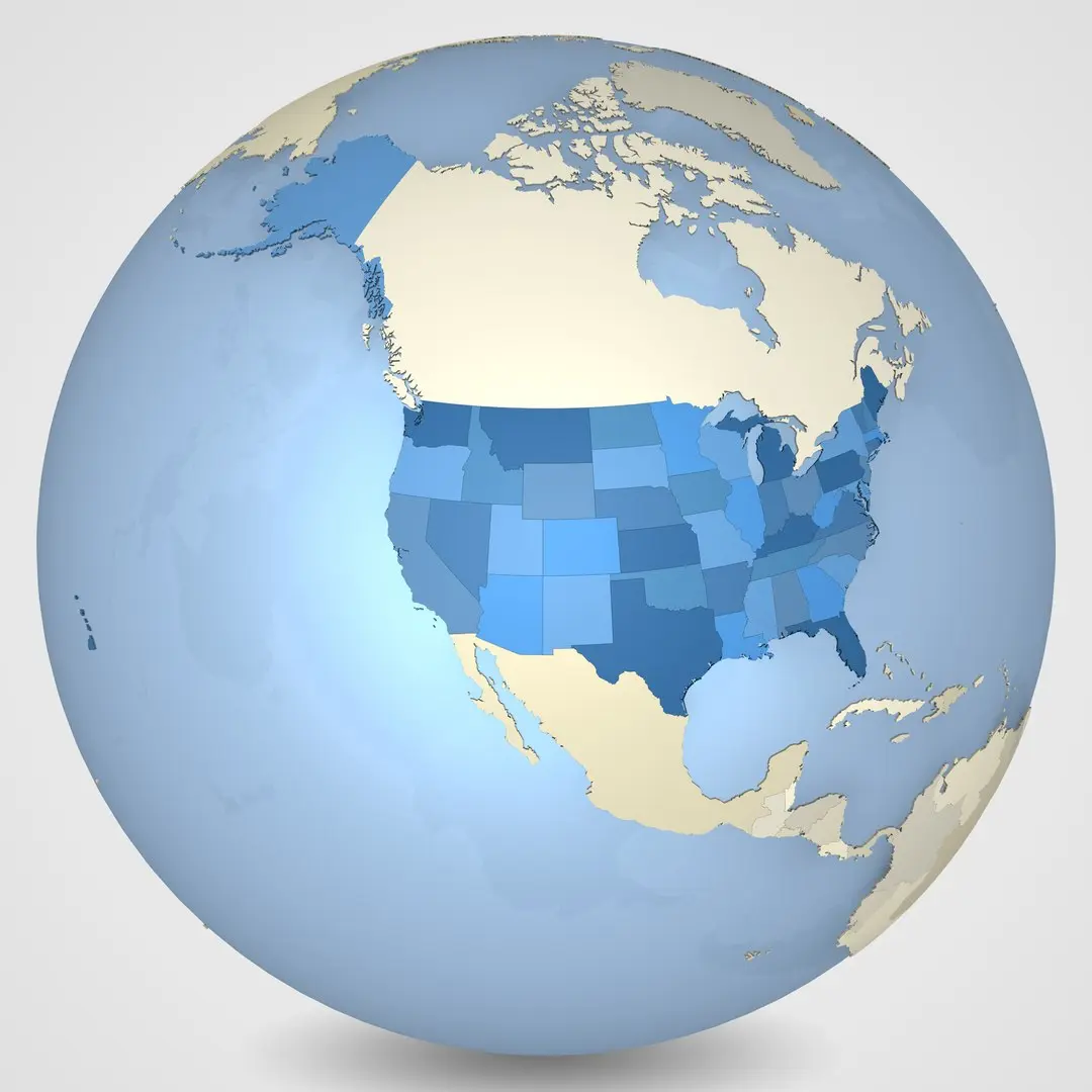 Earth With Countries and US States 3D model