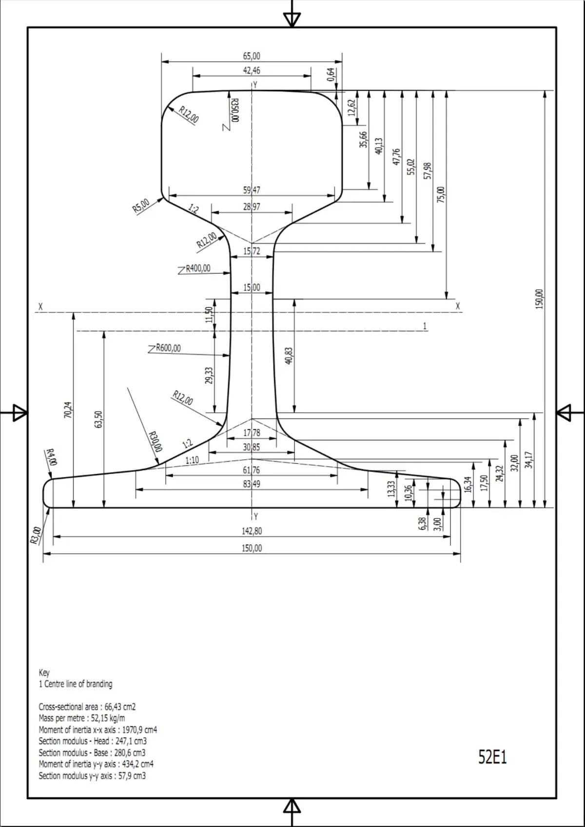 British Standard-EN13674 52E1 rail 3D model