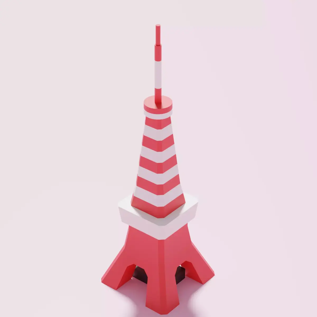 Cartoon Simple Tokyo Tower Low-poly 3D model