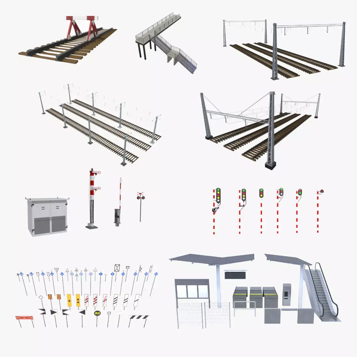 Railway Elements Pack 3D model