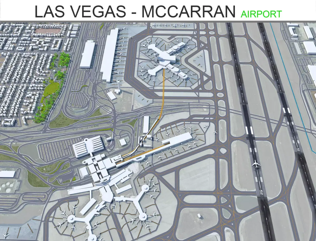 Las Vegas McCarran Airport 10km Low-poly 3D model