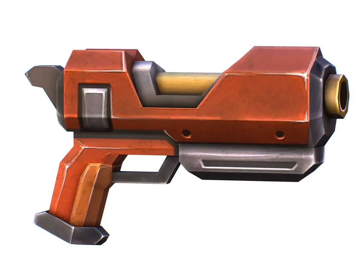 Cartoon Gun Blaster Barrel Nagan Nuff Pistol Revolver Cannon Low-poly 3D model purchase