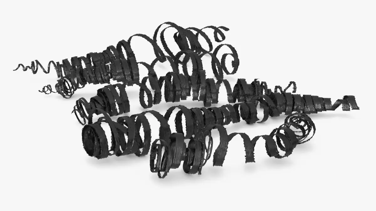 Burnt Steel Shavings from Lathe Operation Black 3D model