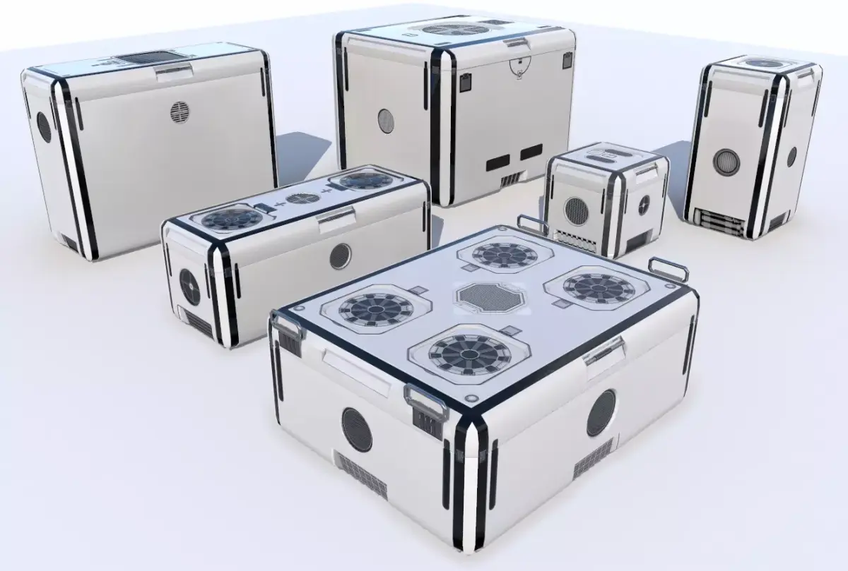 Sci Fi white cargo crates Low-poly 3D model