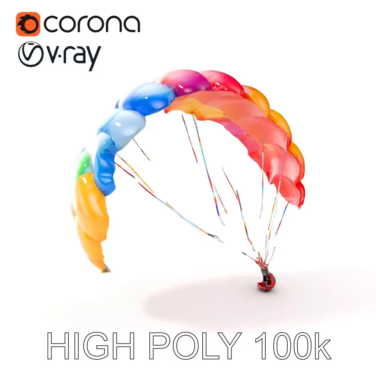 Colorful Paraglider Model Pack for D Rendering Low-poly 3D model