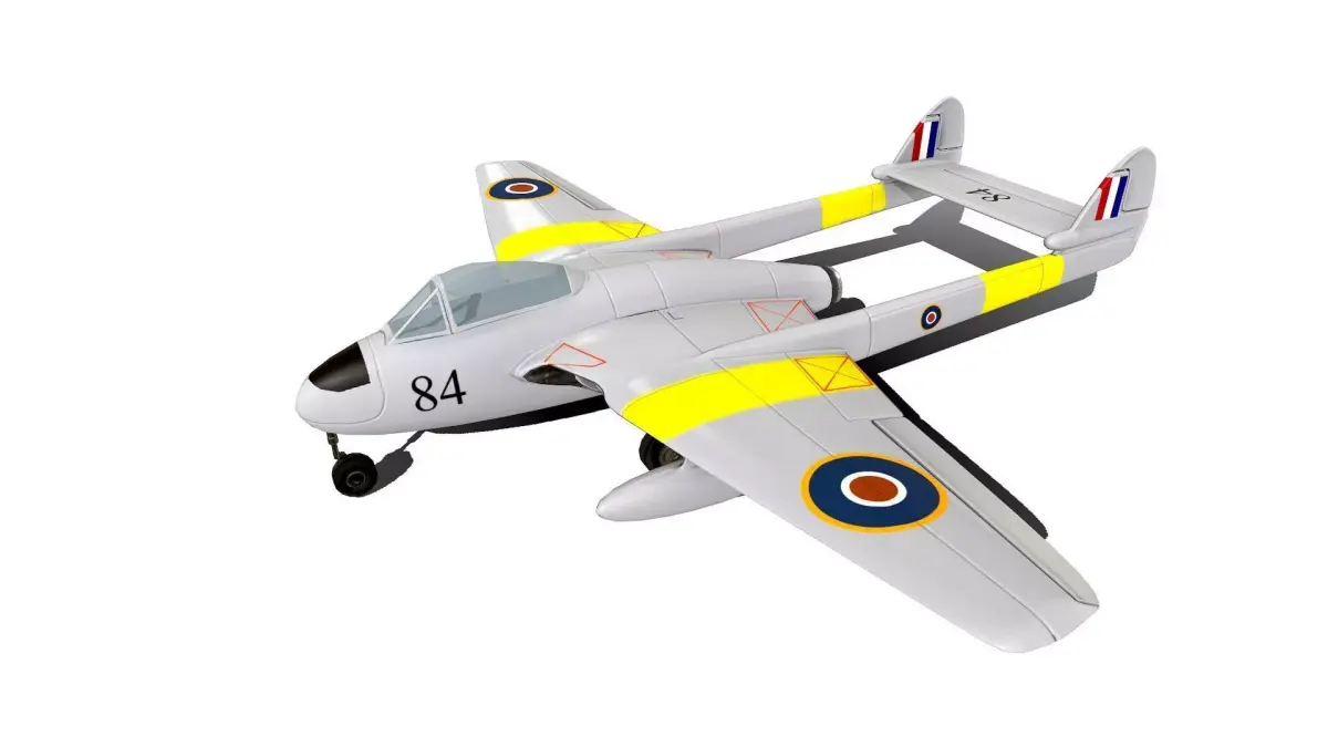 De Havilland Vampire British Fighter Jet Low-poly 3D model